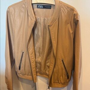 Zara Women's Tan Bomber Jacket
